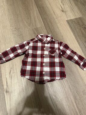 Carter's Red and White Plaid Button-Down Shirt
